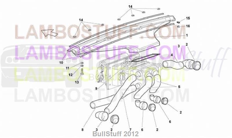 2009 Lamborghini MURCIELAGO LP 640 COUPE CANADA DASHBOARD AIR PIPE (819.01.00)